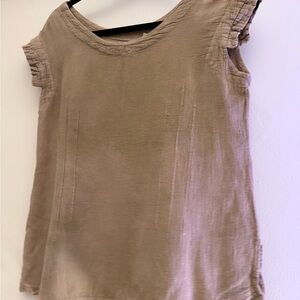 Amalia Made in Italy Taupe Silk Blend Ruffle Hem Blouse Size M